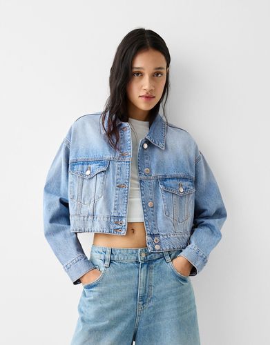 Cazadora Denim Cropped Mujer L - Bershka - Modalova