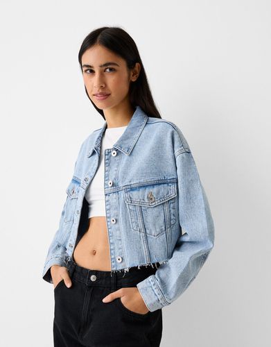 Cazadora Denim Cropped Mujer L - Bershka - Modalova