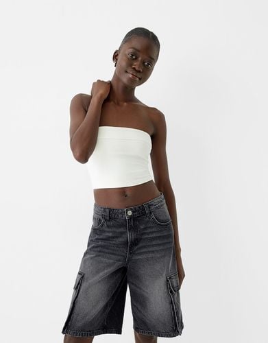 Bermuda Denim Baggy Cargo Mujer 34 - Bershka - Modalova