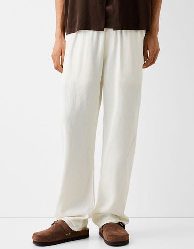 Pantalón Jogger Wide Con Lino Hombre L - Bershka - Modalova