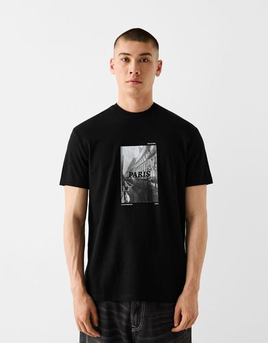 Camiseta Manga Corta Boxy Print Hombre S - Bershka - Modalova