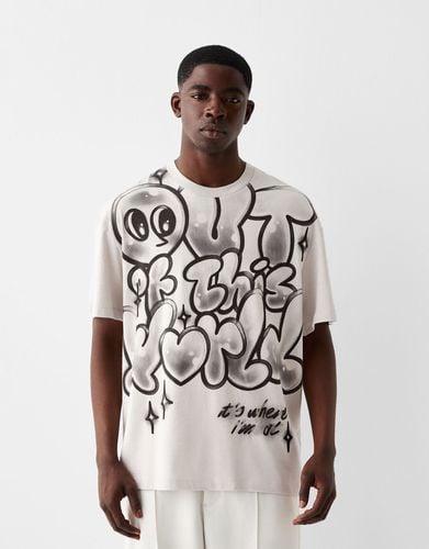 Camiseta Manga Corta Print Graffiti Hombre M - Bershka - Modalova