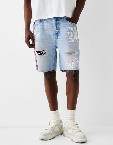 Bermuda Denim Print Hombre 34 - Bershka - Modalova