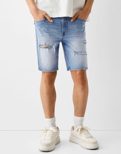 Bermuda Denim Rotos Hombre 42 - Bershka - Modalova