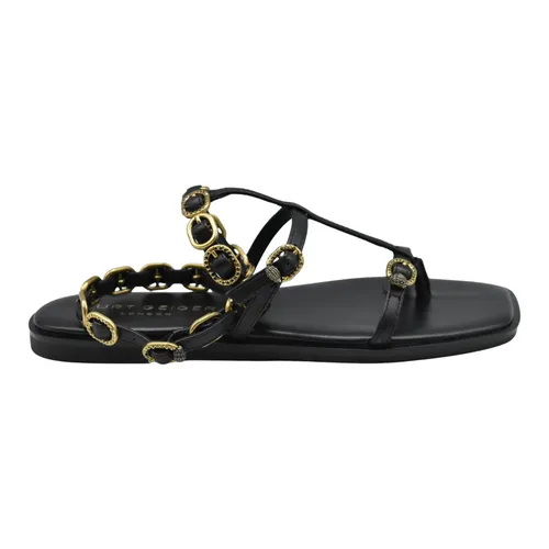 Schwarze flache Gladiatorensandalen Lederkleid - Kurt Geiger - Modalova