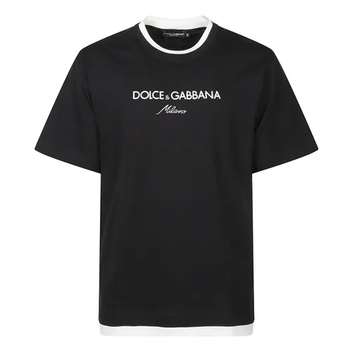 Black Embroidered Logo T-shirts and Polos - Dolce & Gabbana - Modalova