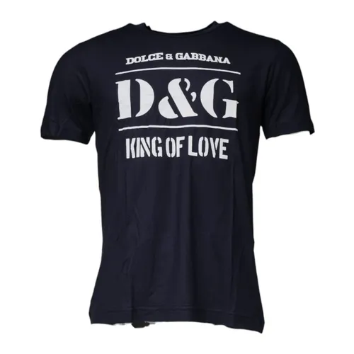 Blue Graphic Print Cotton T-shirt - Dolce & Gabbana - Modalova