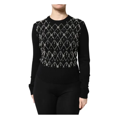 Black Cashmere Crystal Embellished Top - Dolce & Gabbana - Modalova