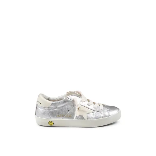Silver Leather Vintage Sneakers with Iconic Star - Golden Goose - Modalova