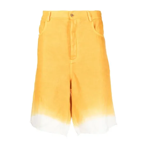 Two-Tone Linen Shorts with Pockets - Nick Fouquet - Modalova