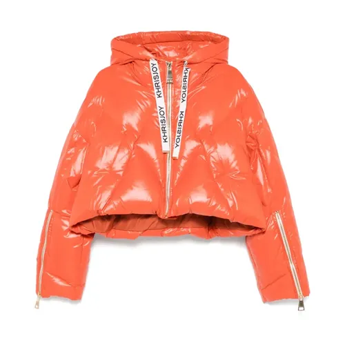Shiny Orange Puffer Down Jacket - Khrisjoy - Modalova