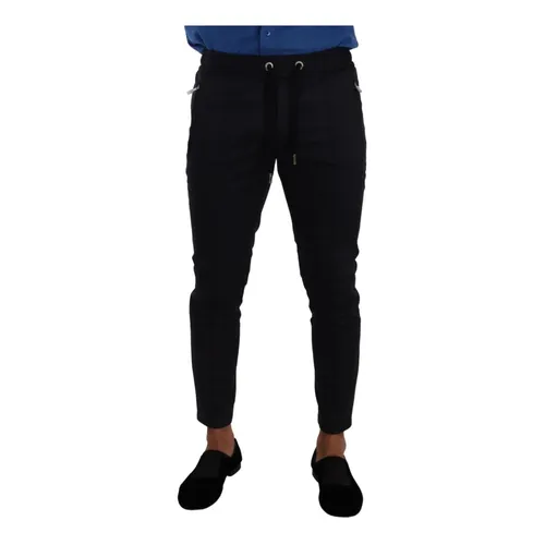 Blue Cotton Stretch Jogging Trouser Pants - Dolce & Gabbana - Modalova