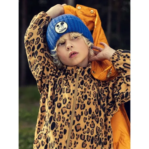 Girls Leopard Zip Up Top in Brown - Mini Rodini - Modalova