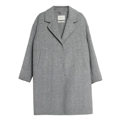 Wollmantel mit Nieten und Strass - ViCOLO - Modalova
