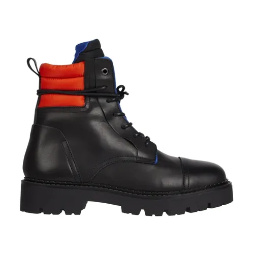 Schwarze Leder Schnürstiefel - Tommy Jeans - Modalova