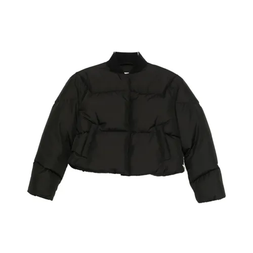Quilted Black Baseball Collar Jacket - Khrisjoy - Modalova