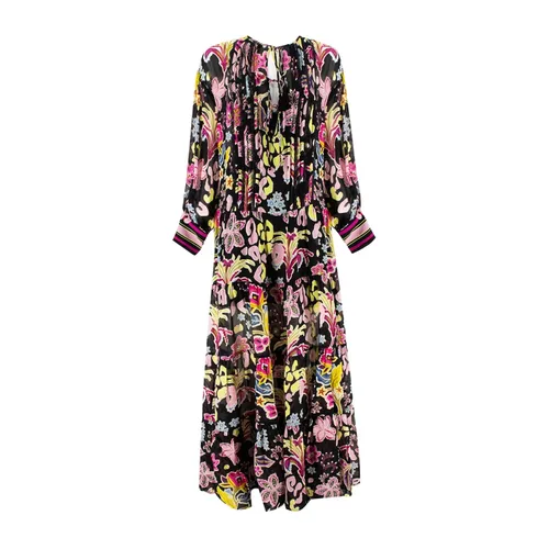 Floral Print Long Dress with Lace - Ermanno Scervino - Modalova