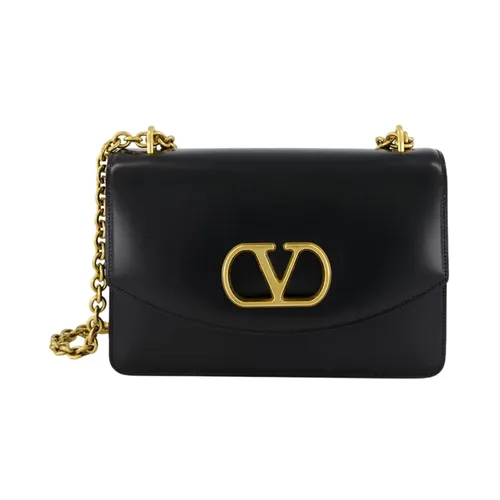 Black Vain Shoulder Bag in Shiny Calfskin - Valentino Garavani - Modalova
