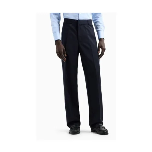 Fleece Wool Zip Button Trousers - Emporio Armani - Modalova