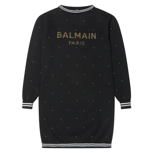 Luxuriant Wool Knitted Logo Dress - Balmain - Modalova