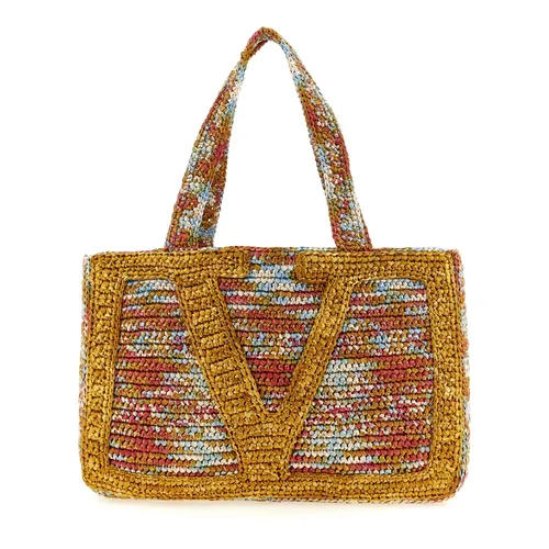 Viva Superstar Large Raffia Shopping Bag - Valentino Garavani - Modalova