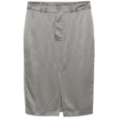 Falda Gris de Seda - Saint Laurent - Modalova