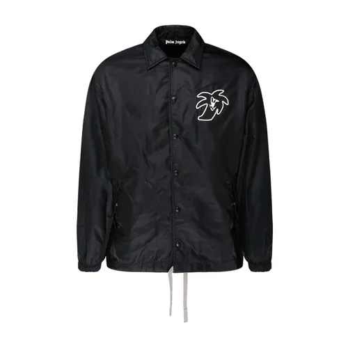 Black Cotton Lightweight Jacket - Palm Angels - Modalova