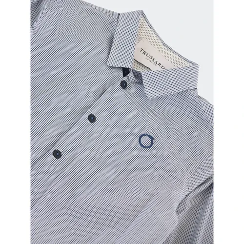 Camicia micro fantasia con mini ricamo logo - Trussardi - Modalova