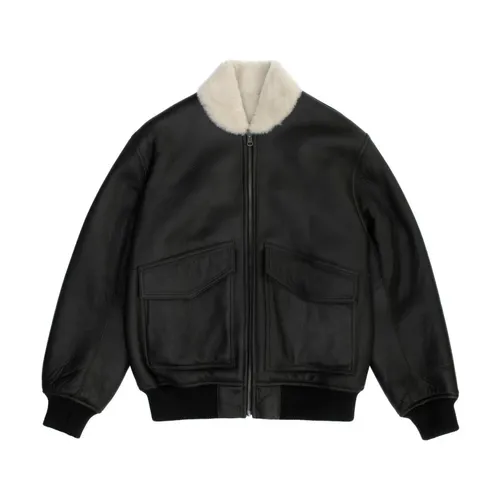 Reversible Shearling Baseball Jacket - Just Things we Like - Modalova