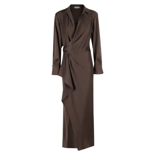 Kakao Drapiertes Midi-Kleid mit Schlitz - Simkhai - Modalova