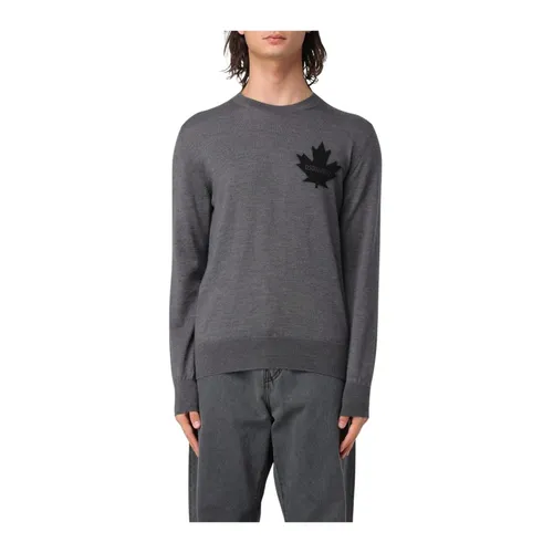 Maple Leaf Crew Neck Pullover Sweater - Dsquared2 - Modalova