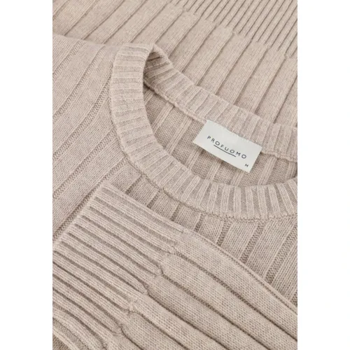 Beige Wool Blend Crew Neck Pullover - Profuomo - Modalova