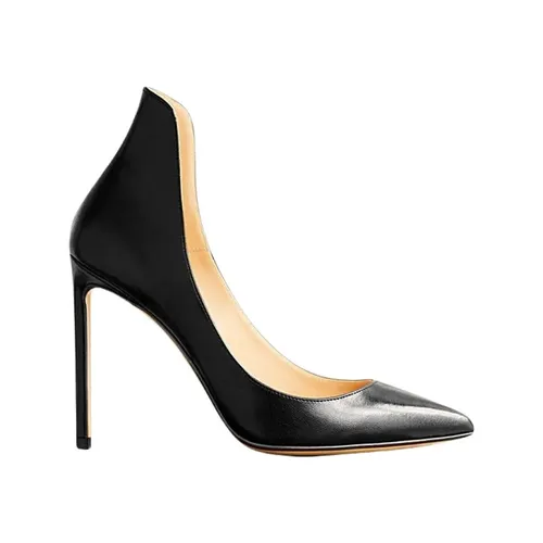 Black Leather Closed Heel Pumps - Francesco Russo - Modalova