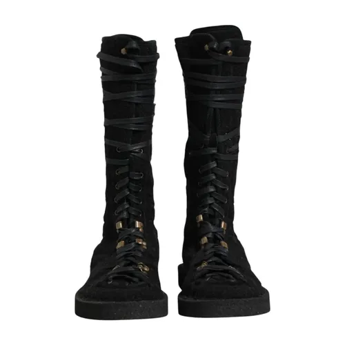 Luxury Alpaca Wool Suede Boots - Dolce & Gabbana - Modalova