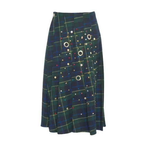 Eleganter Karo Midi Rock Verde - 5Progress - Modalova