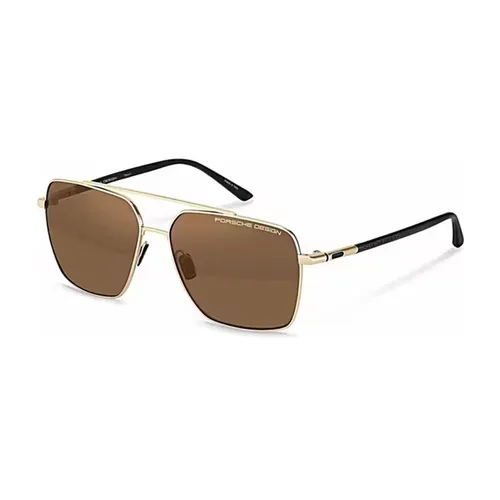 Gold Titanium Sunglasses with Brown Polarized Lenses - Porsche Design - Modalova