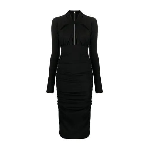 Schwarzes Drapiertes Midi-Kleid - Dolce & Gabbana - Modalova
