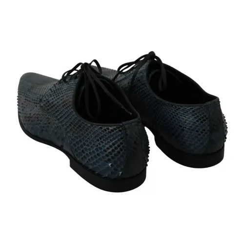 Blue Python Leather Lace-Up Shoes - Dolce & Gabbana - Modalova