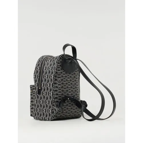 Black Logo Backpack Stylish Functional Accessory - Emporio Armani - Modalova