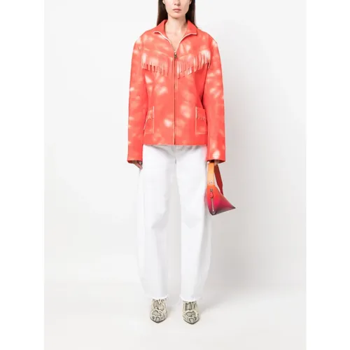 Tie Dye Leather Jacket with Fringe - ERL - Modalova