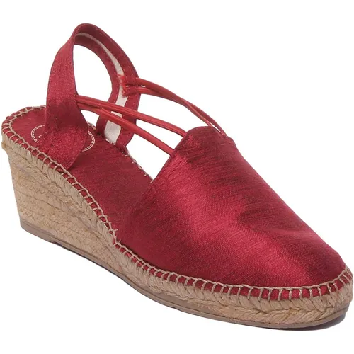 Red Silk Wedge Sandal - Toni Pons - Modalova
