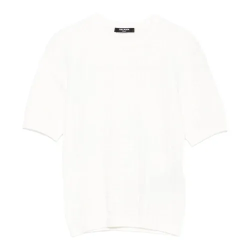 White Shirt with Round Neckline - Balmain - Modalova