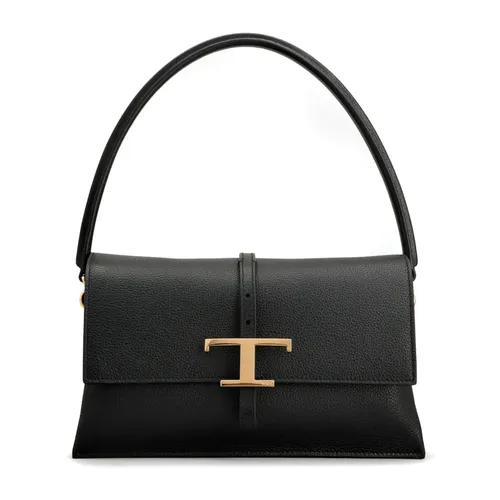 Black Leather Flap Bag with T Timeless Accessory - Tod's - Modalova