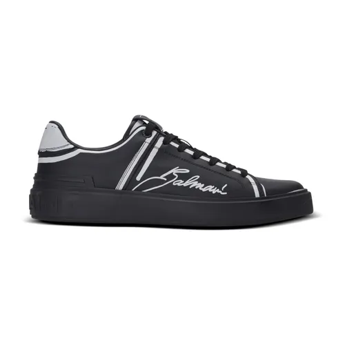 B-Court printed calfskin trainers - Balmain - Modalova