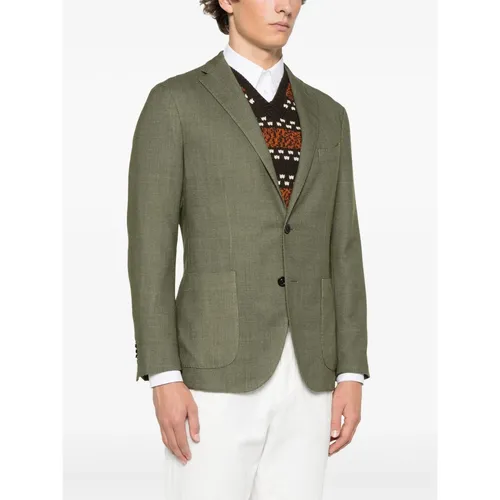 Wool Blend Jacket with External Pockets - Boglioli - Modalova