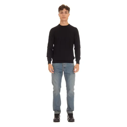 Black Crewneck Wool Sweater - Barba - Modalova