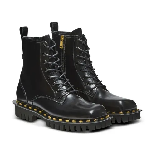 Glazed Leather Army Boots - Balmain - Modalova