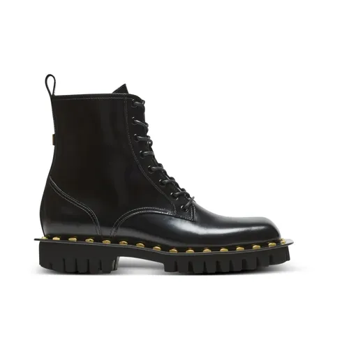 Glazed Leather Army Boots - Balmain - Modalova