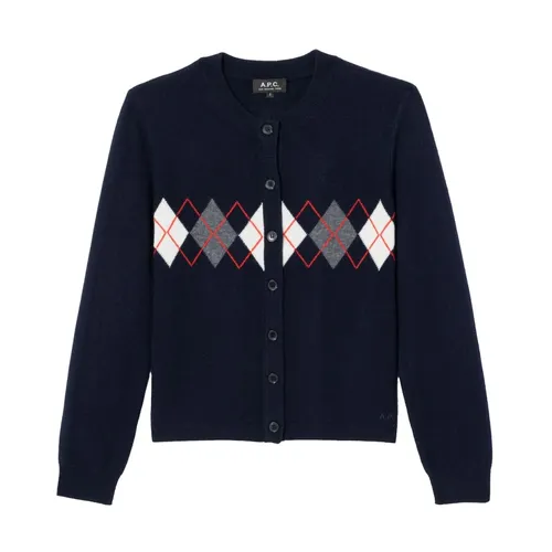 Navy Merino Wool Diamond Cardigan - A.p.c. - Modalova