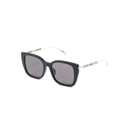 Crystal-Embellished Black Rectangle Sunglasses - Gucci - Modalova